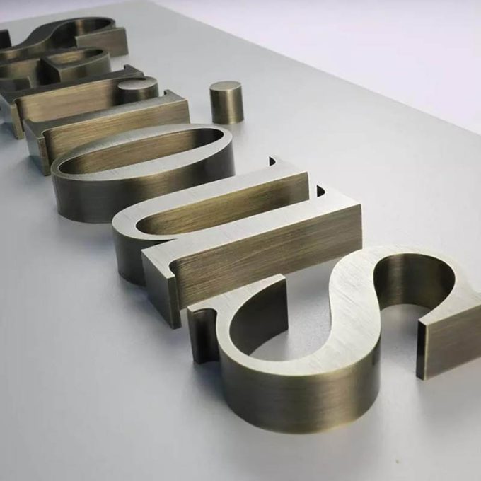 3d Brushed Stainless Steel Channel Letter Advertsing Vintage Metal Company Logo Led Sign Board