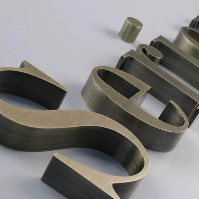 3d Brushed Stainless Steel Channel Letter Advertsing Vintage Metal Company Logo Led Sign Board