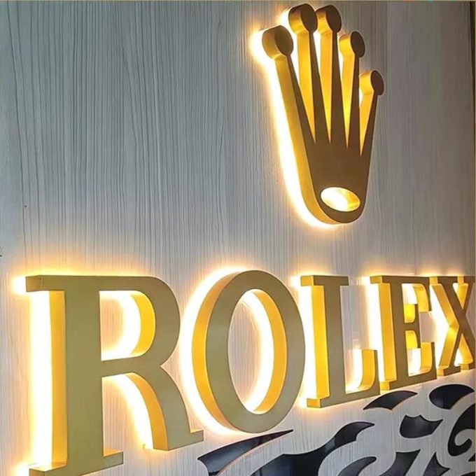 Outdoor 3D Storefront Led Gold Paint Stainless Stell Letter Shop Signs Luminous Business Signage