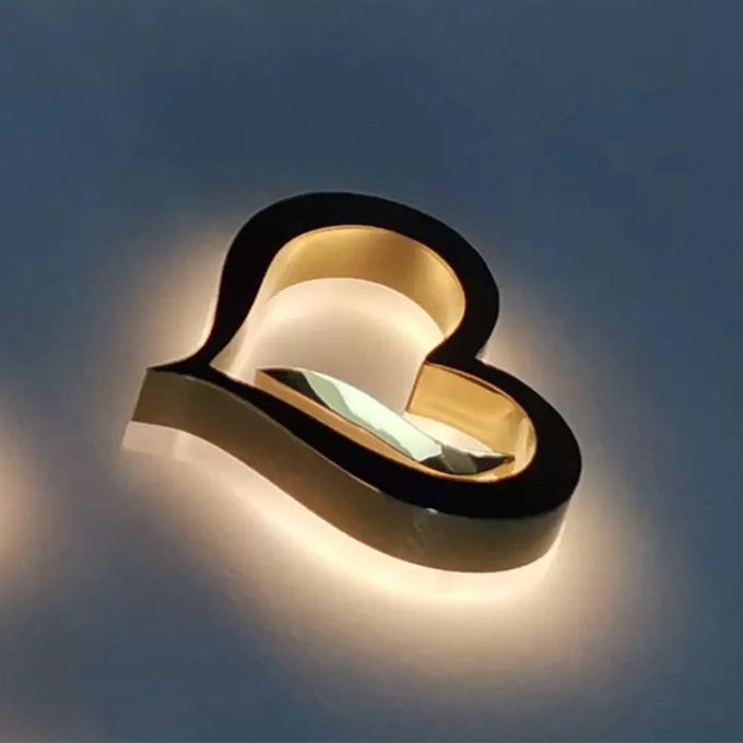 Outdoor Store Front Gold Mirror Stainless Steel Channel Logo Salon Signs Led Light Up Backlit Letters