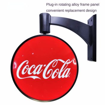 Fer extérieur LED acrylique circulaire Double face Blister rotatif publicité boîte à lumière suspendus signes créatifs