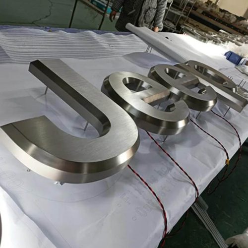 3D Brushed Stainless Steel Jeep Letters Backlit Acrylic Light Up Led Luminous Alphabet Letter Sign