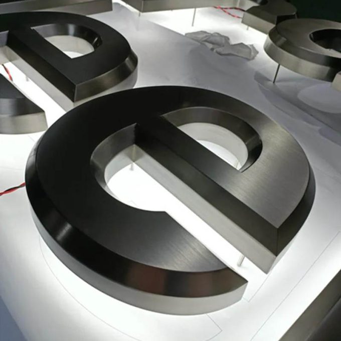 3D Brushed Stainless Steel Jeep Letters Backlit Acrylic Light Up Led Luminous Alphabet Letter Sign