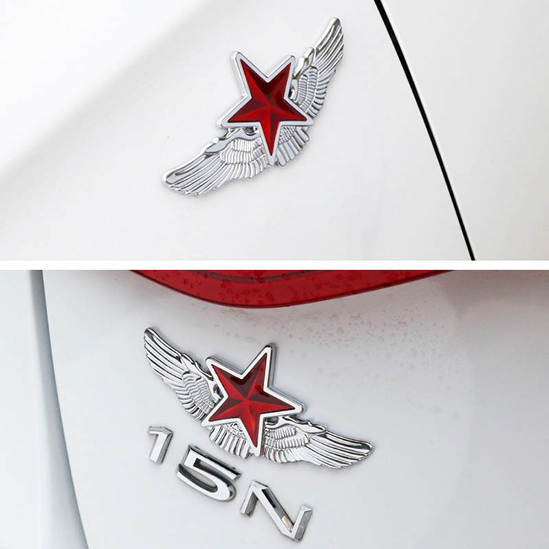 Etiqueta engomada del emblema del coche de la estrella del Metal 3D pegatina de la insignia del coche del cromo calcomanía del parachoques señalización del logotipo de la motocicleta