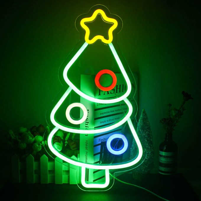 Christmas Tree Neon Light Signs Festival LED Neon Sign Wall Decor Neon for Room Party Decor