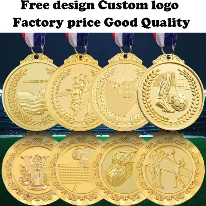 China Factory Custom Blank Gold Plated Souvenir Metal Sport Award Medal Zinc Alloy Trophy