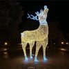 Lámpara de ciervo con diseño de paisaje de vacaciones al aire libre, cadena de luces LED 3D decorativas con motivos de reno navideño