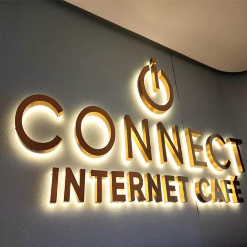 stainless steel backlit letter attractive storefront signage board business led illuminated sign